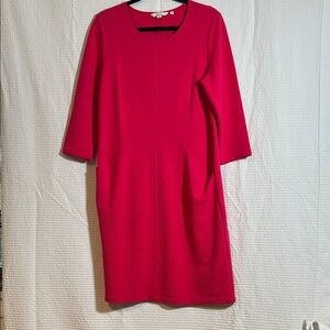 Boden Ellen Ottoman Vibrant Pink 3/4 Sleeve Dress